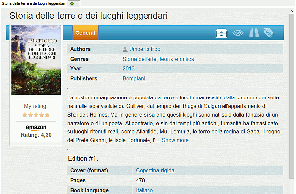 Information about a book in Italian