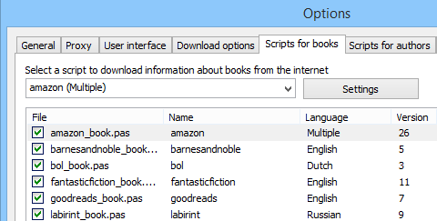Select where to download information about books from