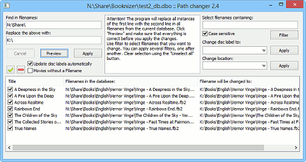 Update paths to e-books