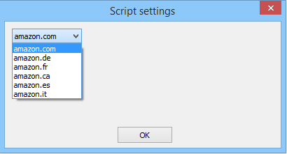 Amazon script settings