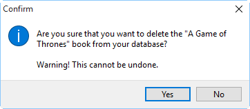Confirm deleting the book