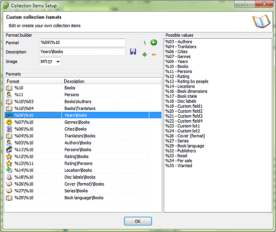 Edit collection formats