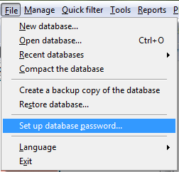 Enable password protection for the current book database