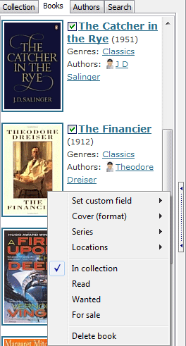 Select books and right-click to change fields