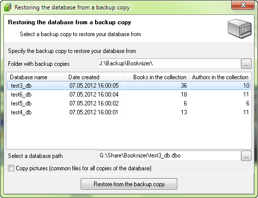 Restore your book database